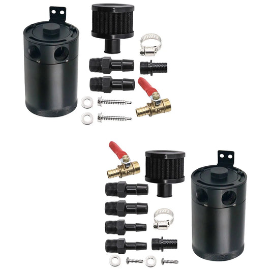Universal Air Oil Separator Universal Aluminum 2-port Oil Catch Can Tank Oil Catch Can Baffled Car Accessories