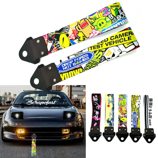 Tow Strap JDM Racing Car styling Car Ropes Hook Individual Decoration Hokkaido Towing Strap Initial D Tow Strap Auto Accessories