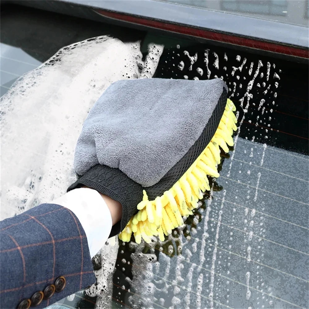 1/5pcs Car Washing Gloves Waterproof Microfiber Chenille Gloves