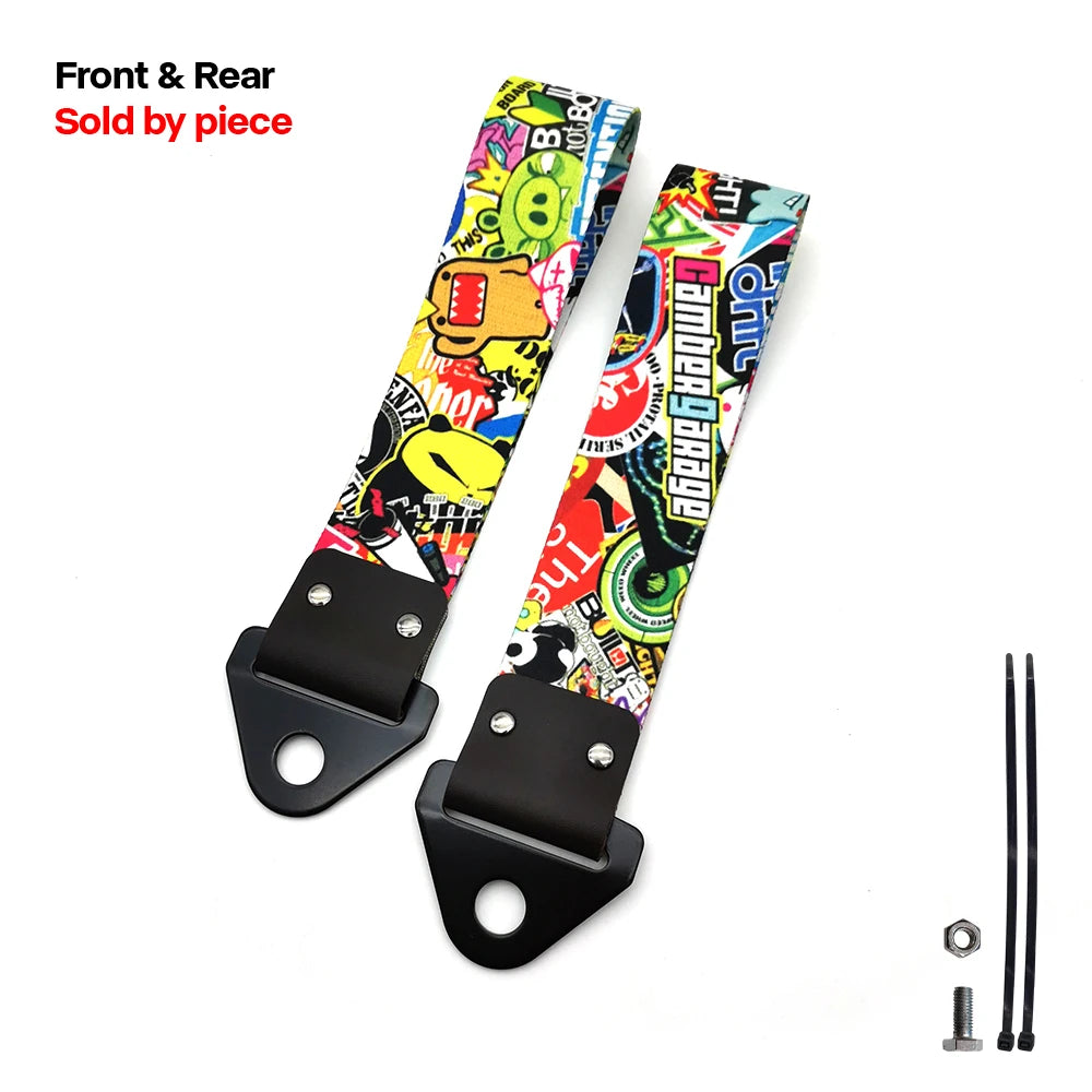 Tow Strap JDM Racing Car styling Car Ropes Hook Individual Decoration Hokkaido Towing Strap Initial D Tow Strap Auto Accessories