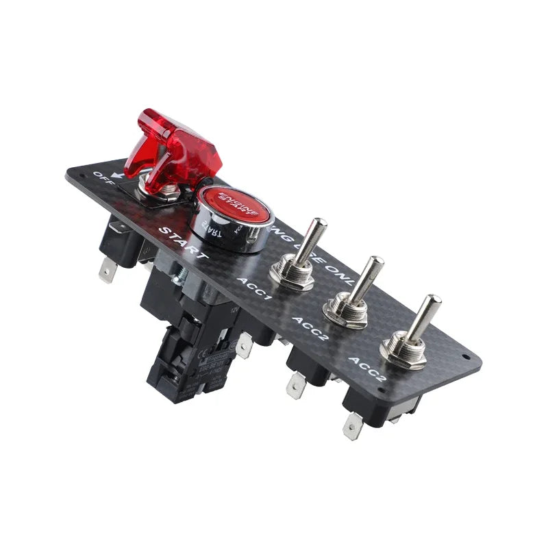12V Racing Car Ignition Switch Panel Engine Start Stop Ignition Push Buttons LED Toggle Switch Panel Carbon For Truck