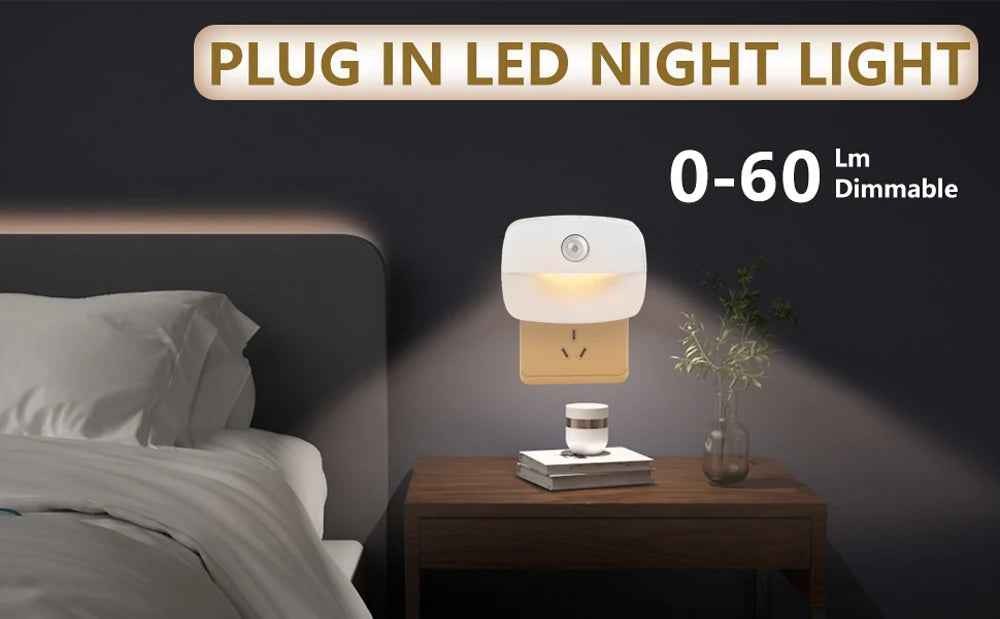 LED Night Light EU Plug In Smart Motion Sensor Light 220V Wall Lamp for Home Aisle