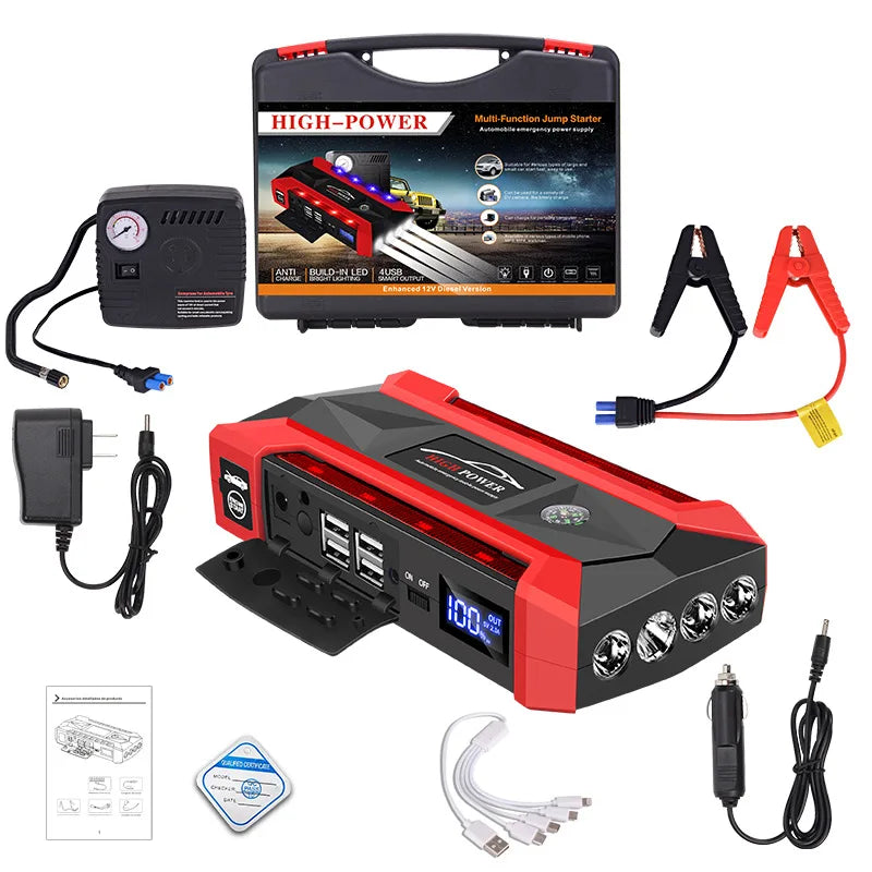 30000mAh Car Jump Starter Portable Car Battery Booster Charger 12V Car Emergency Start Power Supply Starting Device Car Starter