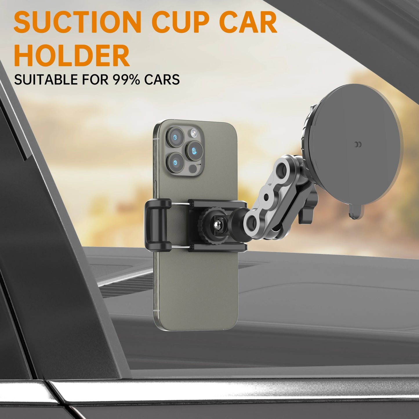Dash Cam Suction Cup Mount Camera Holder Stand with Phone Bracket for GPS Driving DVR Action Camcorder Video Record POV/VLOG