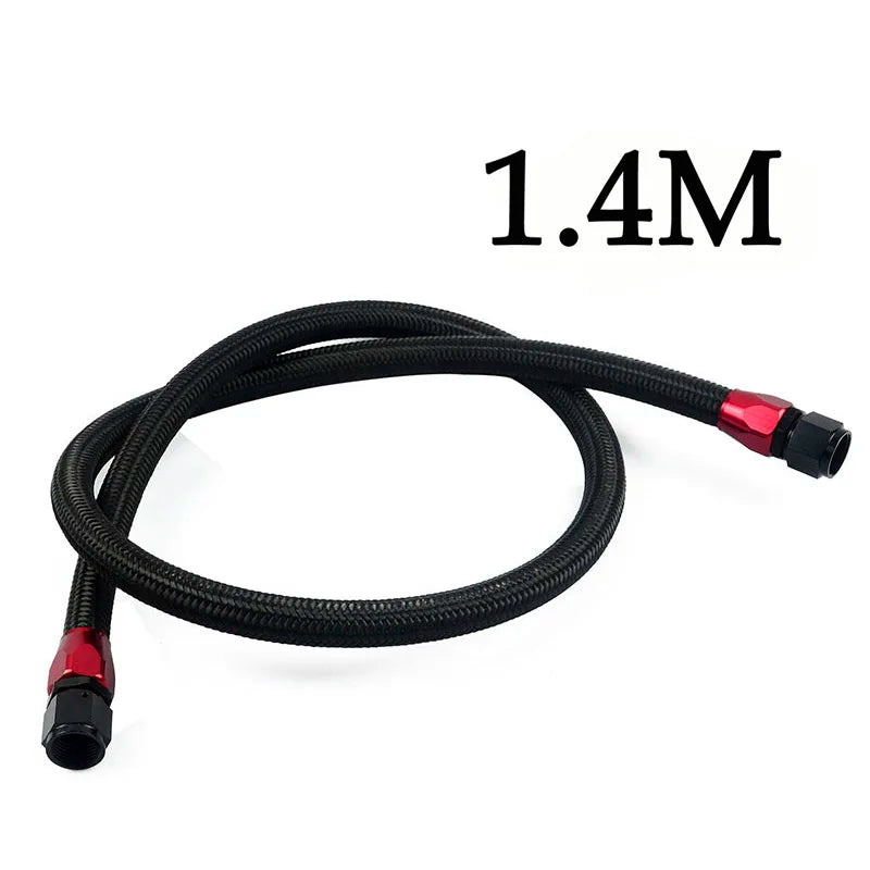 PQY - AN10 1M/1.2M/1.4M Stainless Steel Brained Oil Hose Line Hose Tube With 0Degree 90Degree Swivel Hose End Fitting Installed