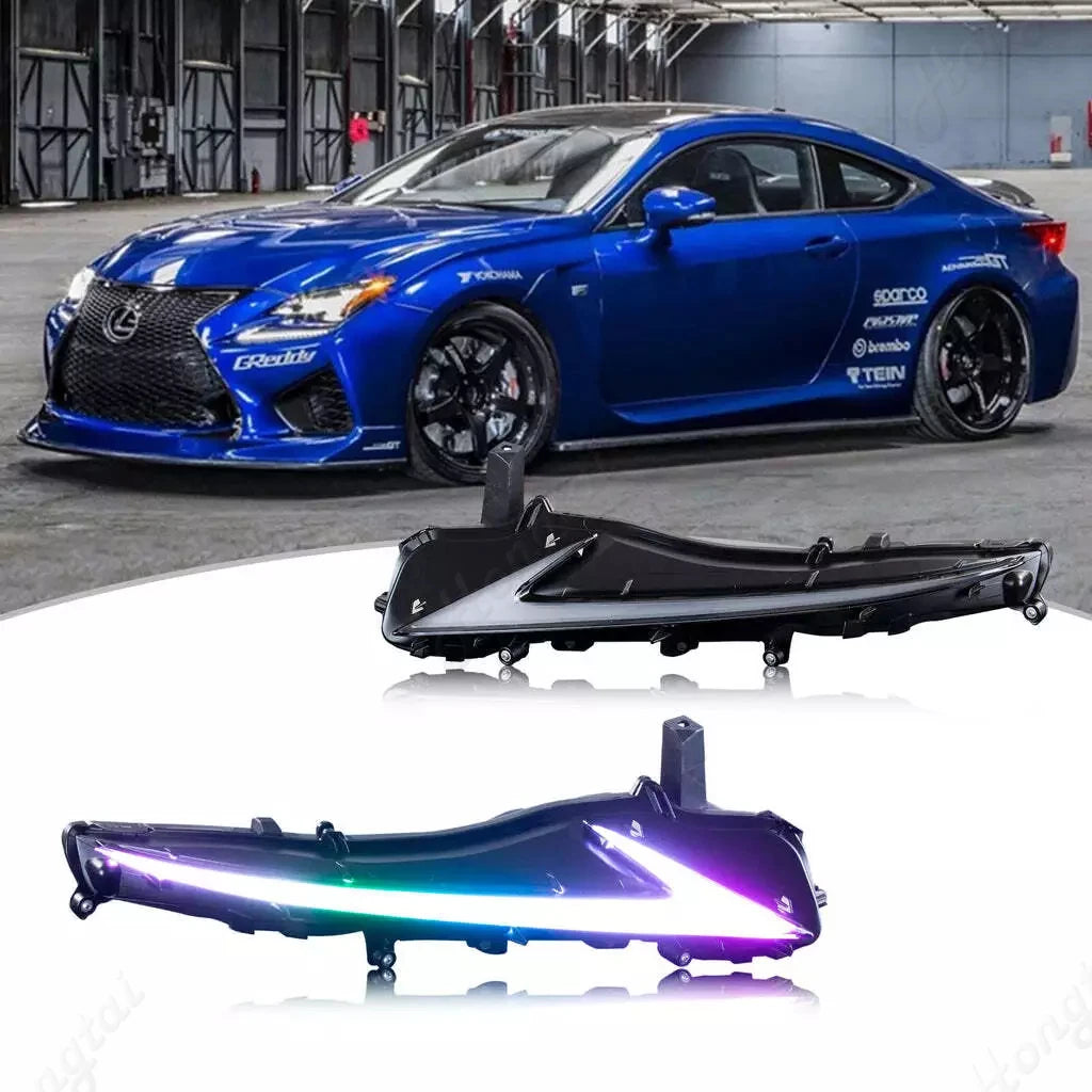 Pair RGB LED Daytime Running Light For 2013-2016/2017-2021 Lexus IS250/350/300 Start - UP Animation With Sequential Signal OLED