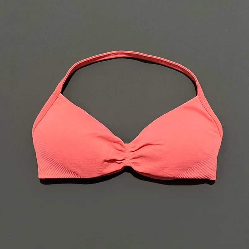 Sports Bra Push Up Strappy Sexy Open Back Gym Crop Top