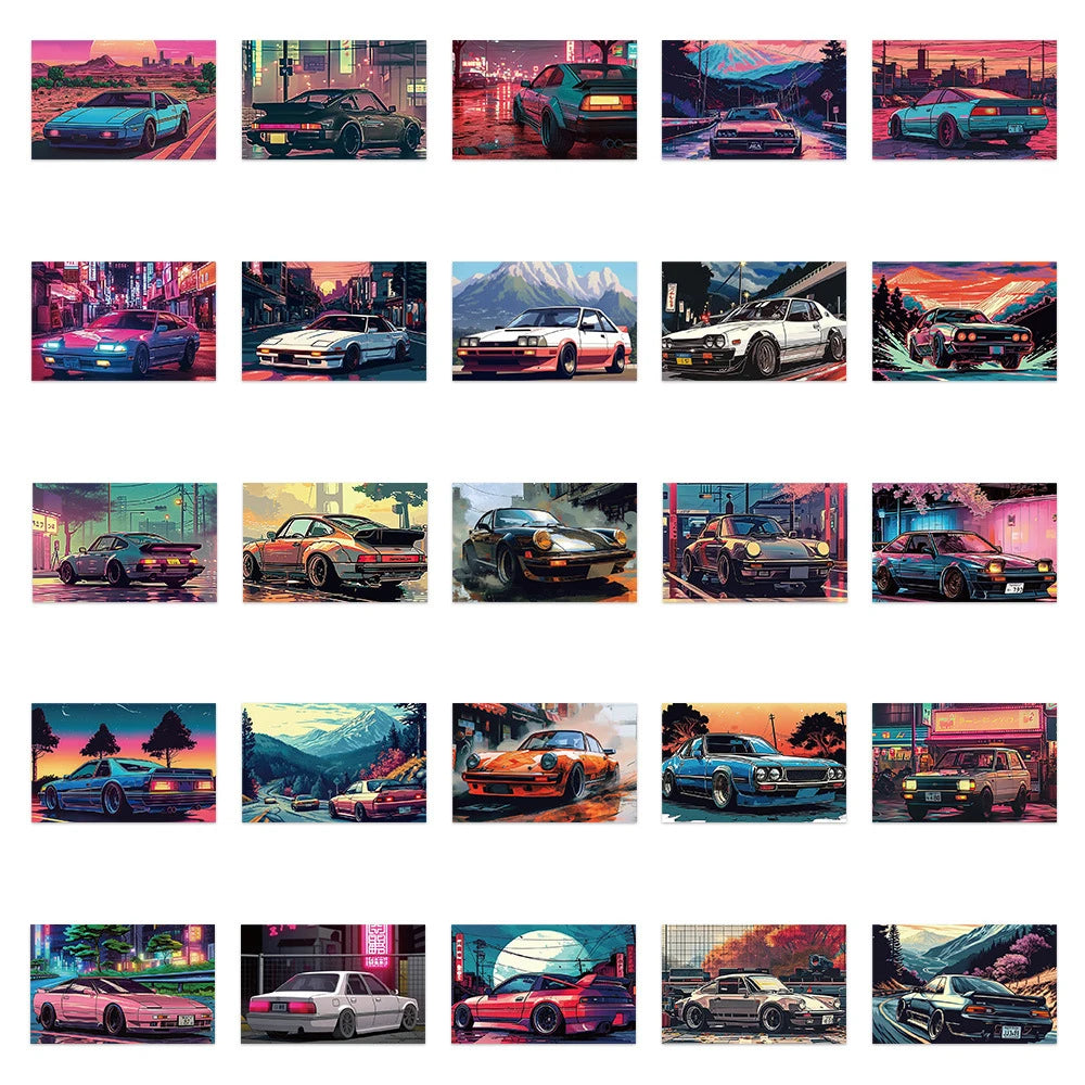 10/30/50pcs Japanese JDM Retrofit Racing Stickers Car Laptop Waterproof Sticker Decals