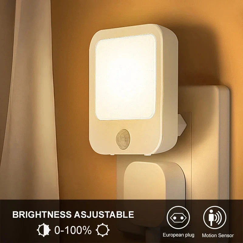 Night Light Motion Sensor With LED Light EU Plug Lamps