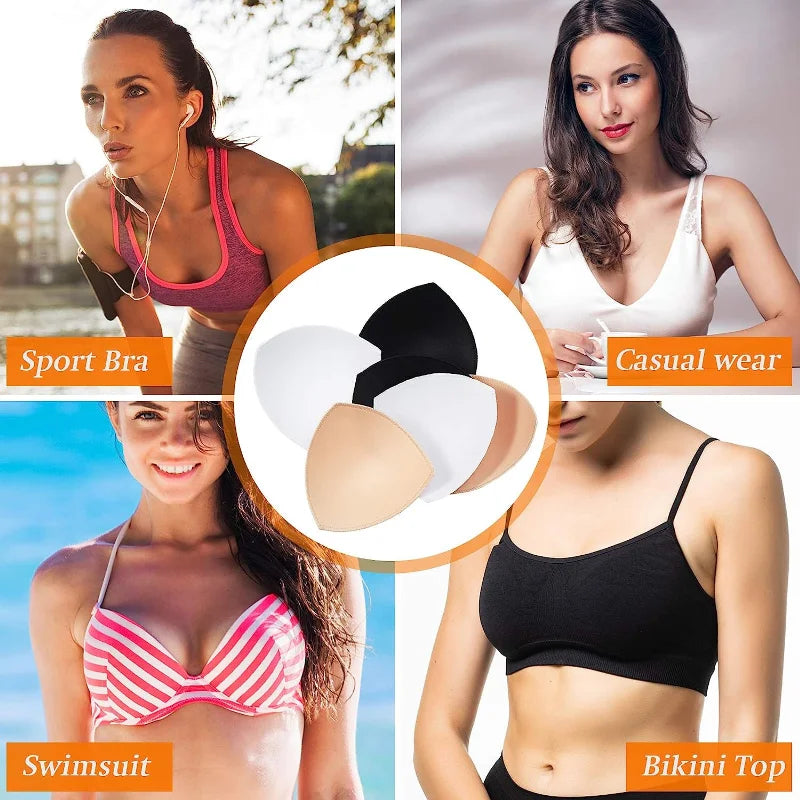 2/12pcs Bra Pads Soft Sponge Women Triangle Bra Pad Sports Bra Bikini Pads Yoga Bra Swimsuit Bralettes Nursing Bra Inserts