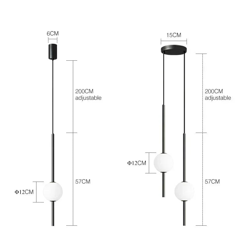 Nordic Simple Glass Ball Pendant Lights Dining Room Bedroom Decor