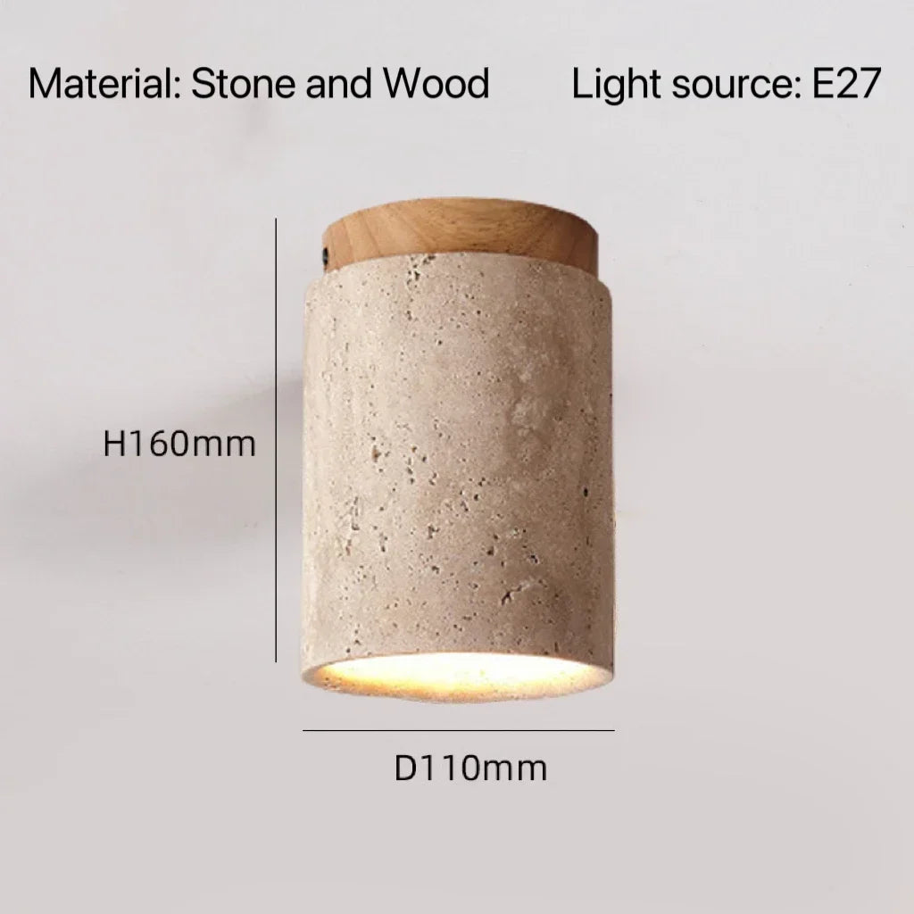 Modern Stone Travertine Ceiling Lamp Bedroom Corridor Flush Mounted