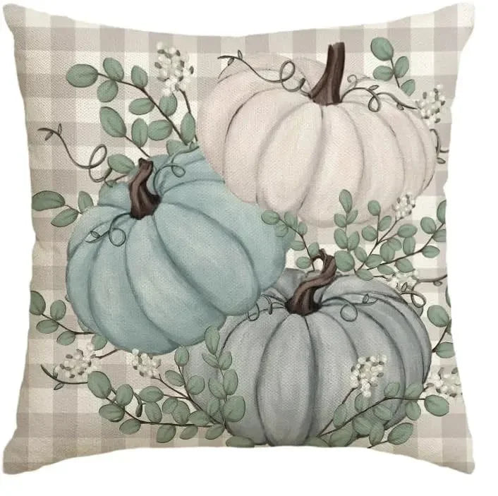 18*18inch Thanksgiving Decorative Cushion Cover ,Linen Pumkin Maple Leaf Autumn Pillow Covers ,Cushion Covers for Sofa Chair
