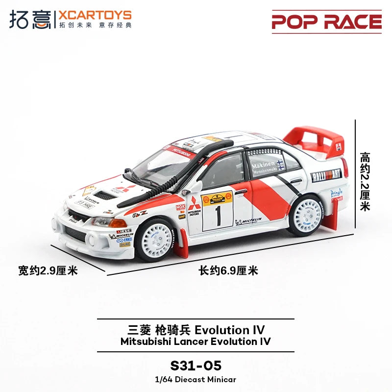 POP RACE 1/64 Mitsubishi Lancer Evolution IV Safari Rally Kenya 1998 #1 Alloy Premium Diecast Vehicle Model Toys Collectible