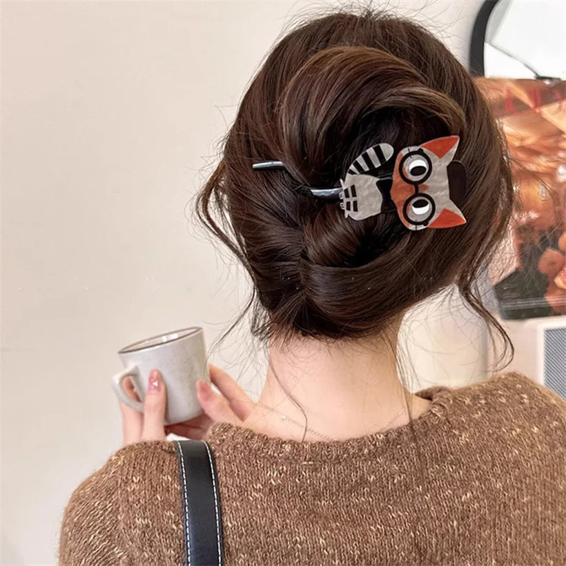 Cute Cartoon Cat Twist Hair Clips Girls Acrylic Pearl Hair Claw Crab Barrettes Hairpin Hairgrip Women Fashion Hair Accessories