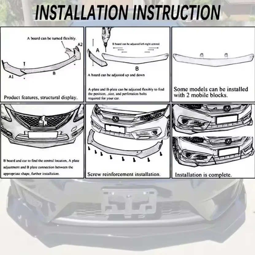 Front Bumper Spoiler Diffuser Body Kit for Audi A3 A4 A5 A7 A8 B7 B8 Q7 RS5 RS6 S3 TT Front Lip Chin Splitter