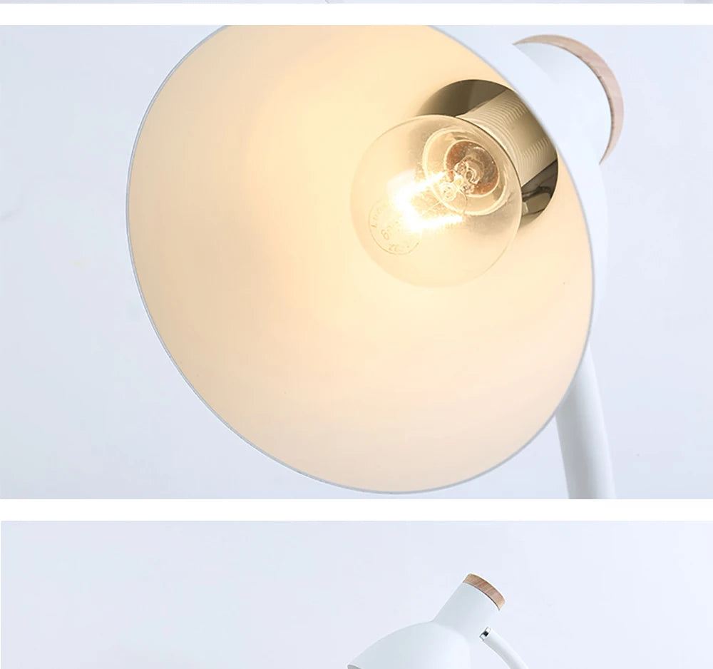 Bedside Table Lamp Nordic Desk Lamp Bedroom Study Lamps Wood Creative Flex Lights LED E27 For/Eye Protection Reading&Living Room