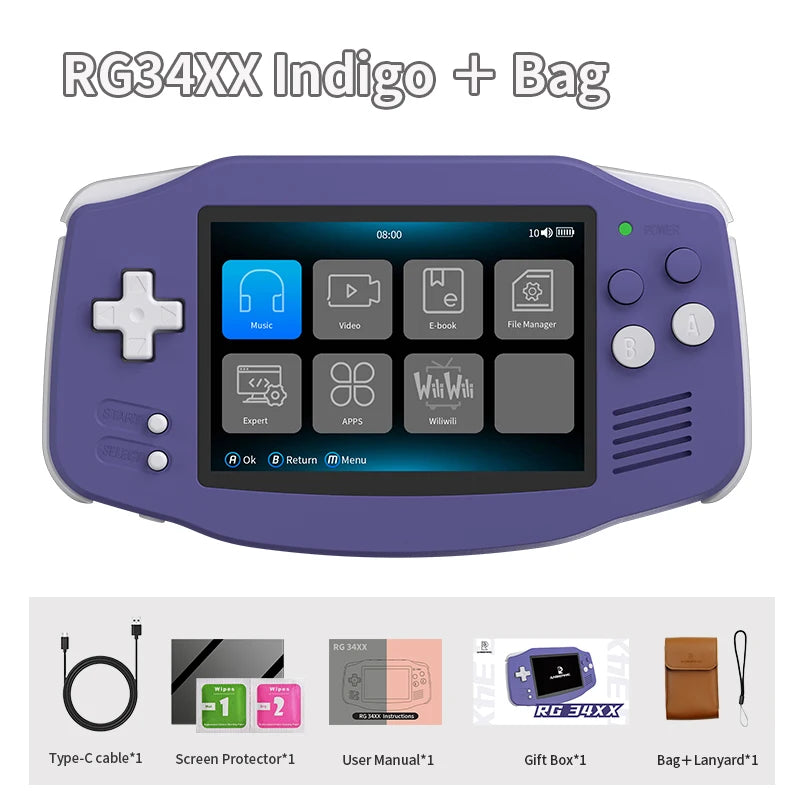 ANBERNIC RG 34XX Handheld Game Console 3.4” IPS 720*480 Screen Linux 64-bit 3500mAH Bluetooth RG34XX Retro Video Gaming Players