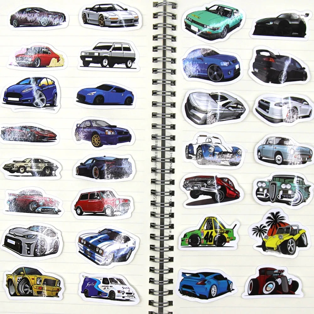 10/50/100 Pcs Retrofit Racing Car PVC Stickers Laptop Guitar Sticker Decal