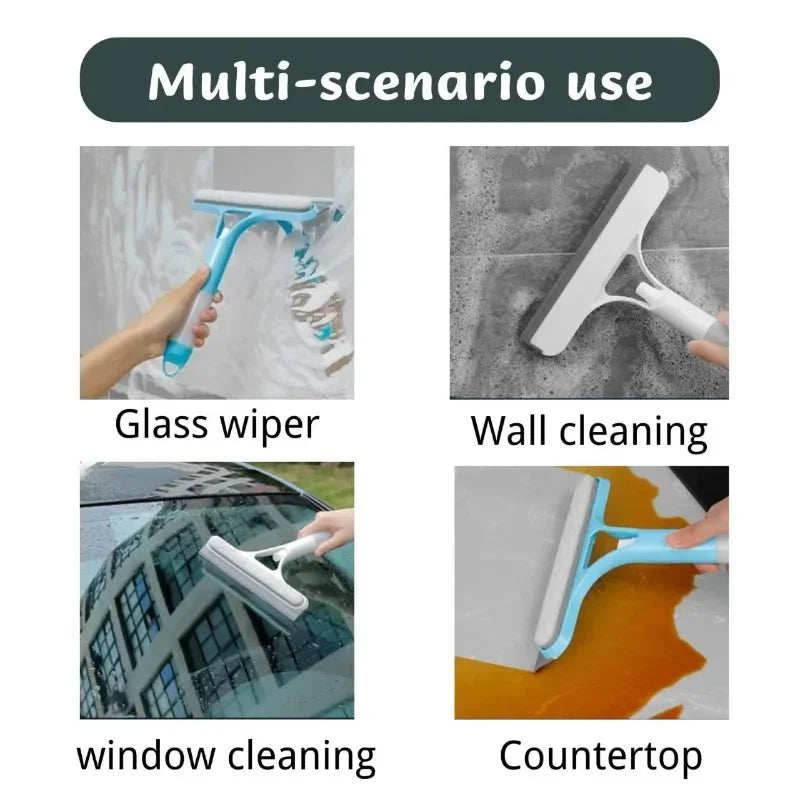 Glass Wiper with Watering Can Glass Cleaning Tool 3-In-1 Mirrors Glass Scraper Motorcar Window Scraper Household