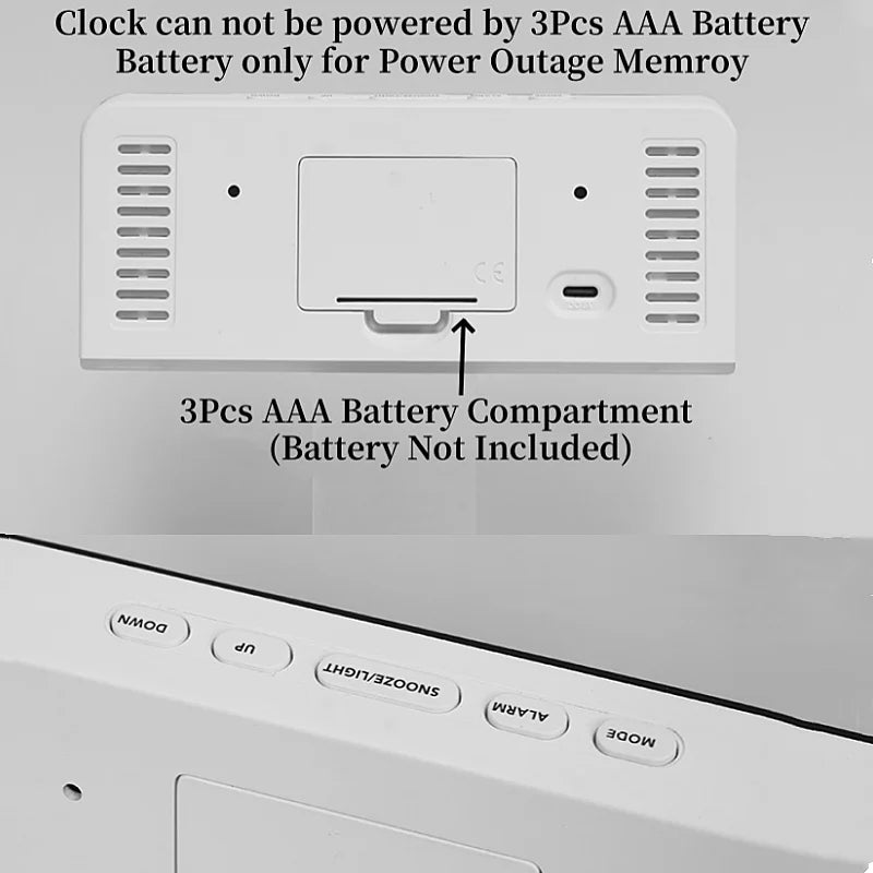 USB Powered Digital Alarm Clock with Mood Light Dual Alarm Snooze Table Clock