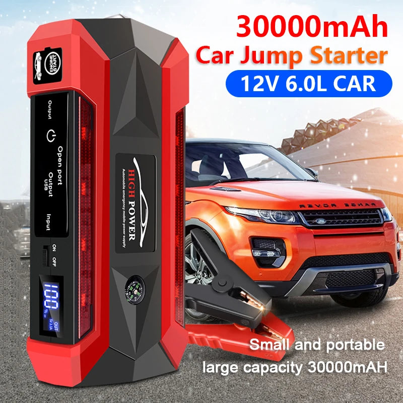 30000mAh Car Jump Starter Portable Car Battery Booster Charger 12V Car Emergency Start Power Supply Starting Device Car Starter