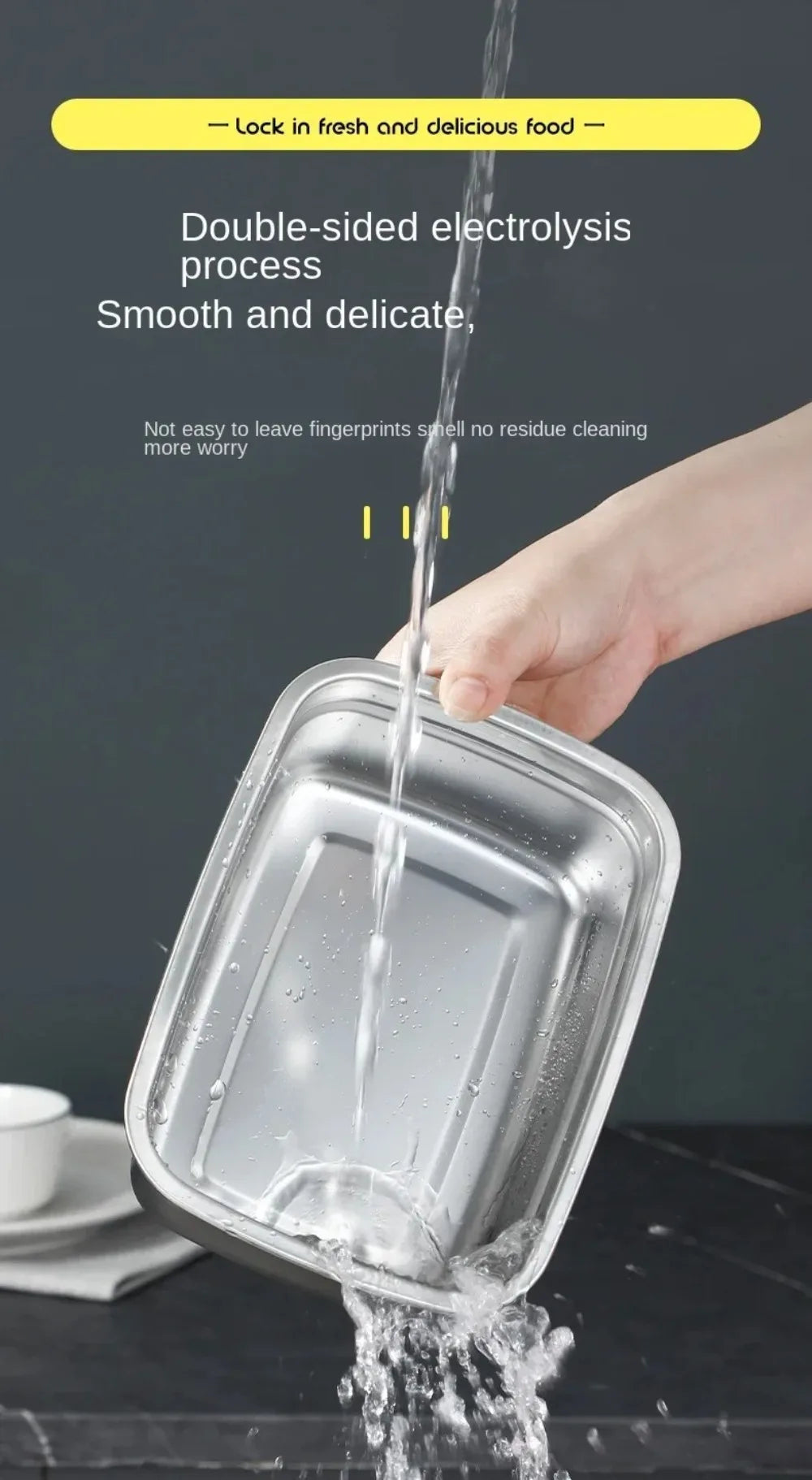 Stainless Steel Camping Lunch Box Sealed Leak-proof Bento Box Microwave Suitable Large Capacity Refrigerator Freezer Storage Box