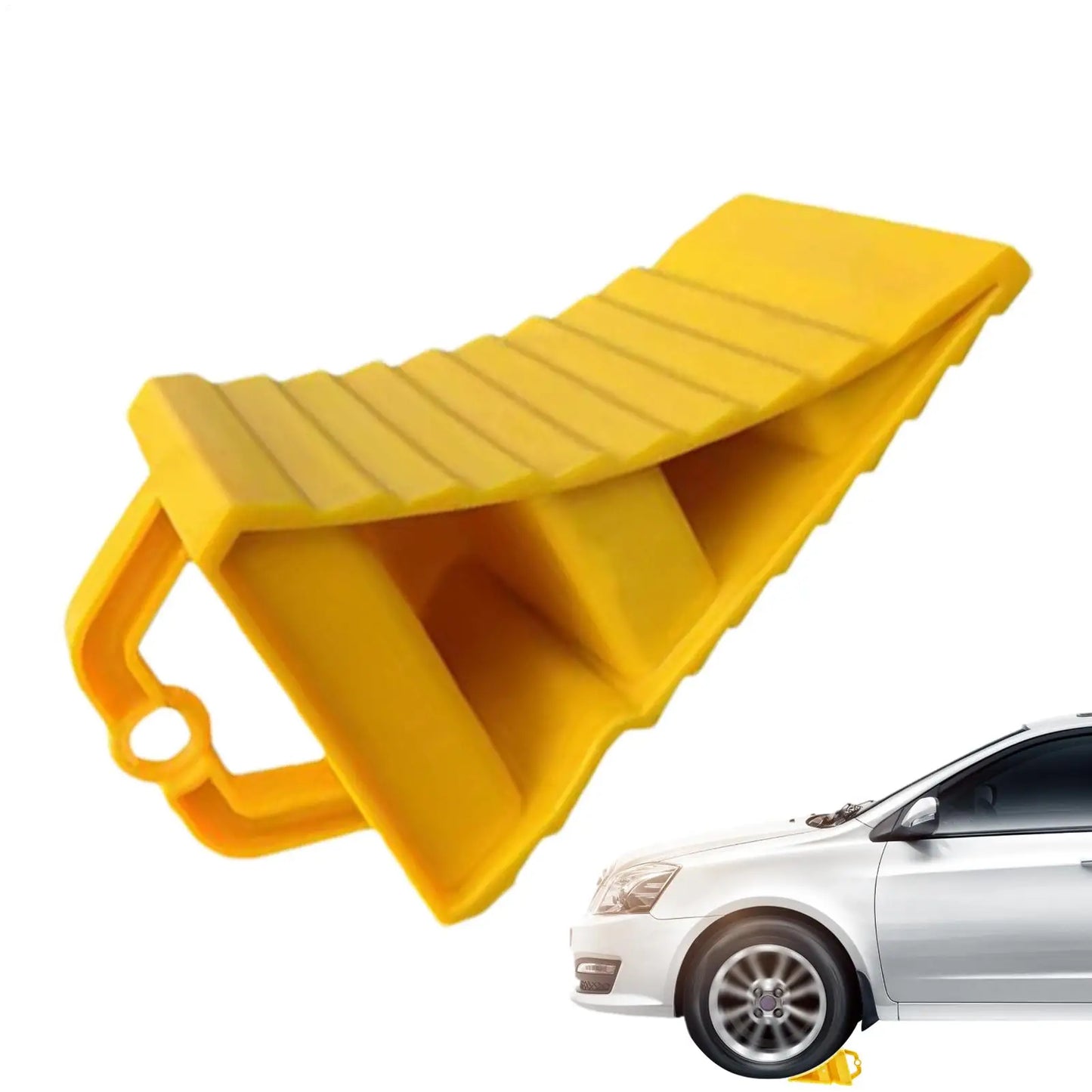 Wheel Stopper For Car Anti-Slip Multipurpose Wheel Stopper Yellow Tire Chocks Portable Wheel Chocks Wear-Resistant Tire Stopper