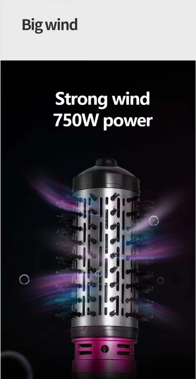 Multifunctional 3 In 1 Hot Air Brush Automatic Rotating Curler Round Rotating Rotating Hair Brush Hot Air Dryer Volumizer Styler