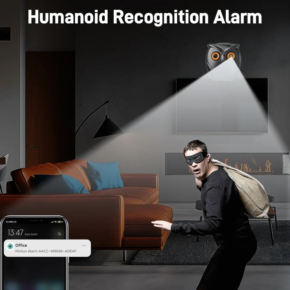 PEGATAH Owl Shape HD 5MP WiFi Camera Indoor Security Protection Cam CCTV Color Night Vision Monitor Two Way Audio Cam ICSEE APP