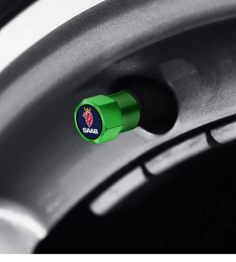 4PCS Car Tire Wheel Stem Air Valve Caps Covers For SAAB 9-4X 9-7X 9-3 9-5 9-2X 9-X