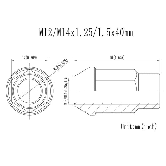 Titanium Wheel Lug Nuts 1Pc M12 M14x1.5/1.5X40mm For Racing Car Ti6Al4V Gr5