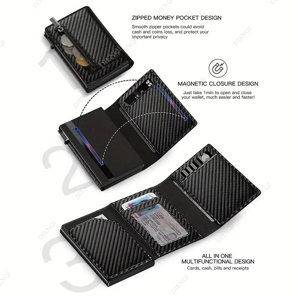 RFID Wallet Credit Card Holder Luxury with Zipper Unisex