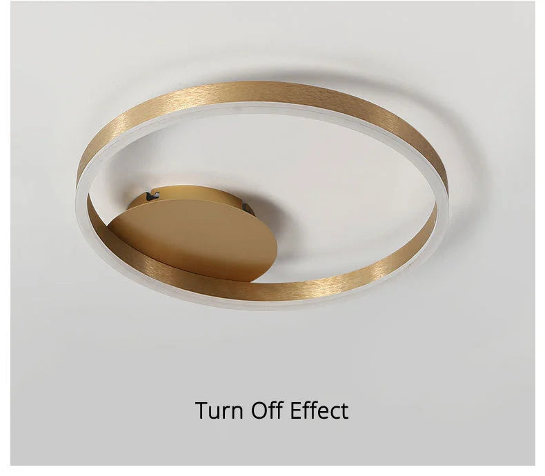 Household Gold Led Chandeliers 3 Circle Bedroom Metal Living Dining Room Lighting