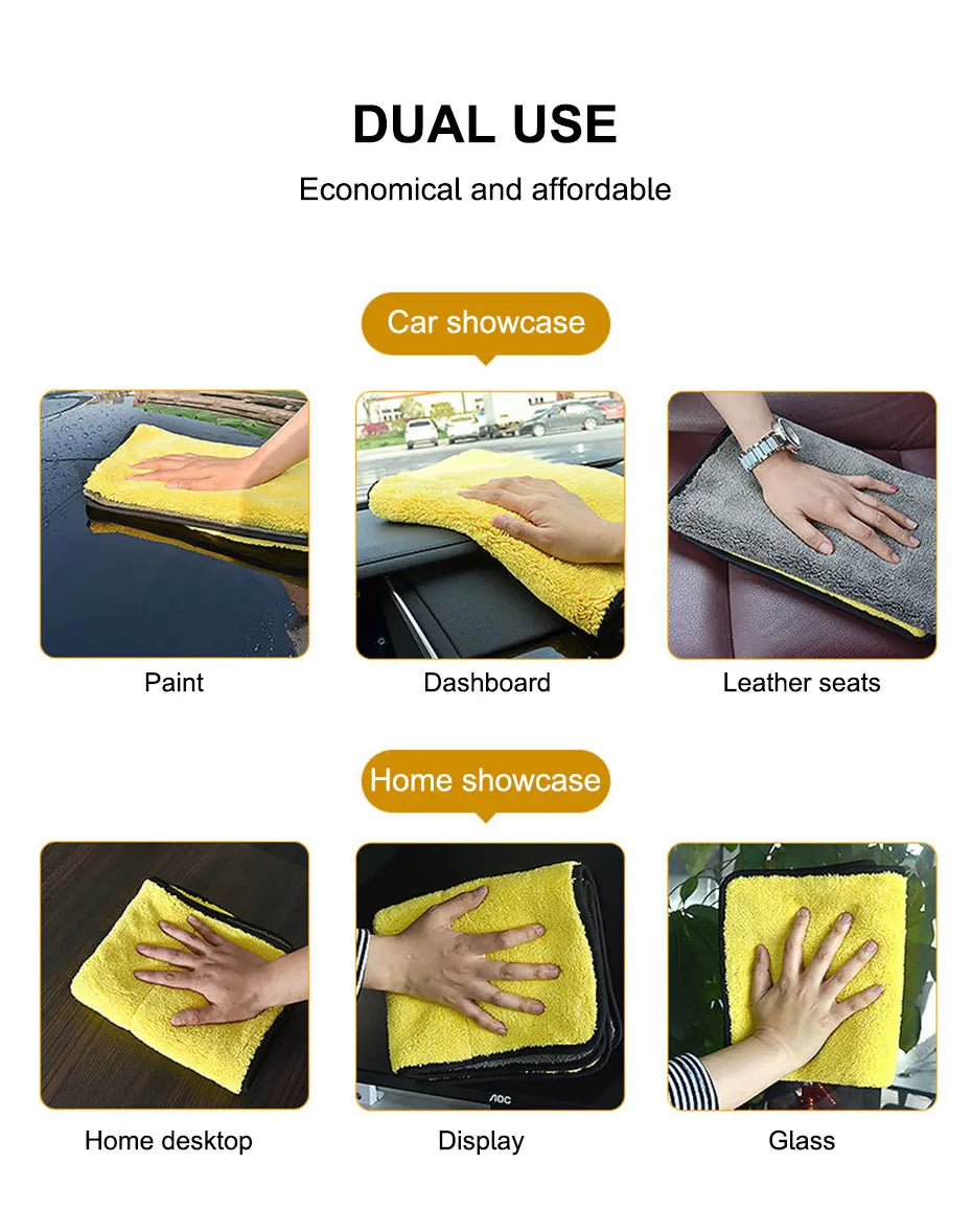 SEAMETAL Microfiber Car Washing Towel 400GSM Double-Sided Coral Velvet