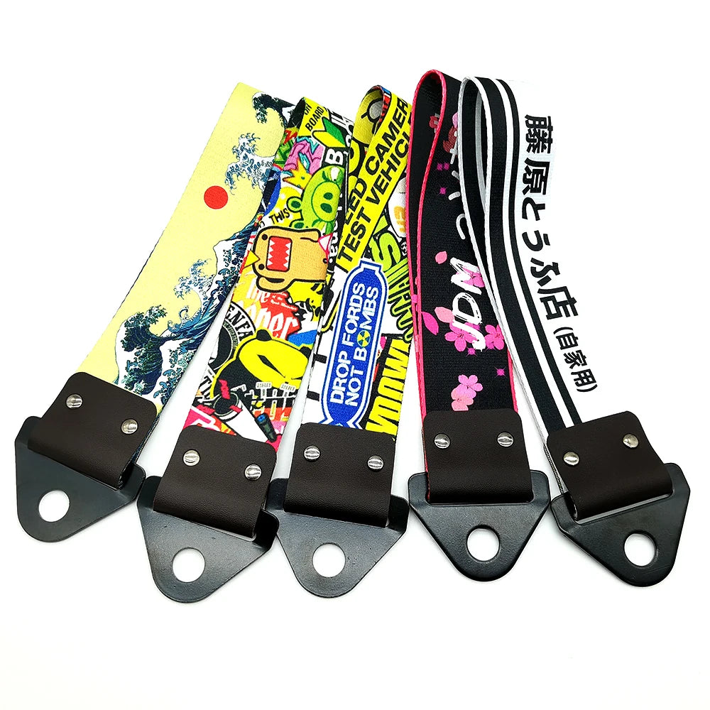 Newest JDM Racing Car styling Car Ropes Hook Individual Decoration Hokkaido Towing Strap Initial D Tow Strap Auto Accessories