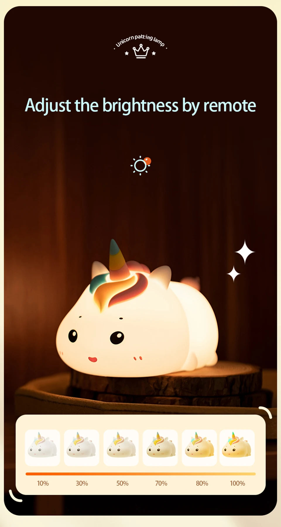 Rechargeable Silicone Patting Lamp Unicorn LED Night Lamp with Remote Control