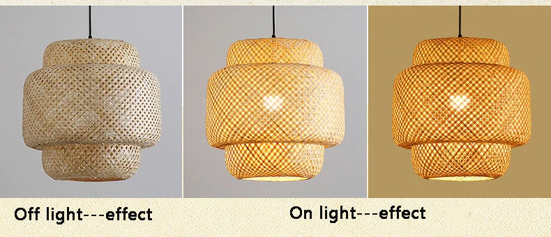 Bamboo Lantern 30cm Pendant Lamp Natural Rattan Wicker E27 LED Chandeliers