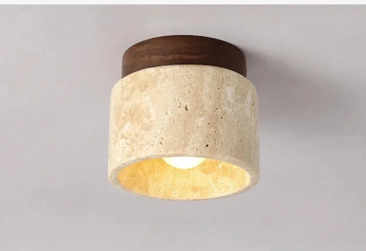Modern Stone Travertine Ceiling Lamp Bedroom Corridor Flush Mounted