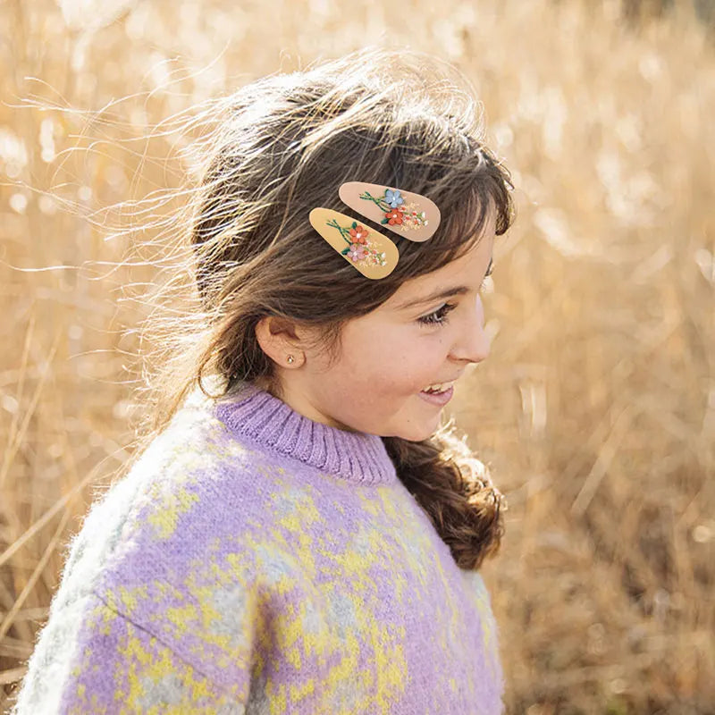 2Pcs/set Sweet Embroidery Hair Clips For Girls Waterdrop Shape BB Hairpin Barrettes Kids Hairpins Headwear Hair  Accessories