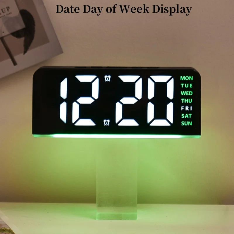 USB Powered Digital Alarm Clock with Mood Light Dual Alarm Snooze Table Clock