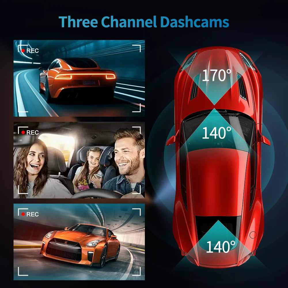 11.3" Imagebon H50  Dash Cam 4K ADAS Wireless CarPlay & Android Auto 3 Channel Recording Time Lapse 24h Park Monitor Black Box