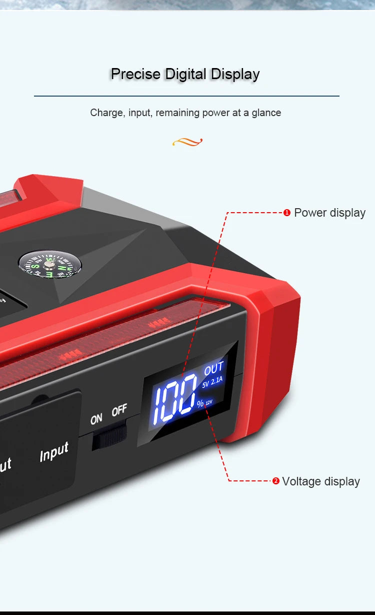 30000mAh Car Jump Starter Portable Car Battery Booster Charger 12V Car Emergency Start Power Supply Starting Device Car Starter