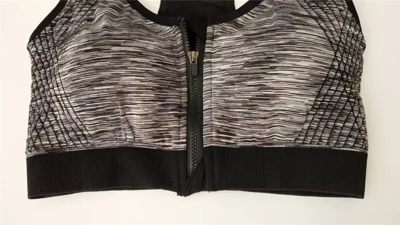 Women Sports Bra Front Zipper Sports Bra Breathable Shock-proof Underwear High Impact Yoga Bra Running Vest Fitness Workout Tops