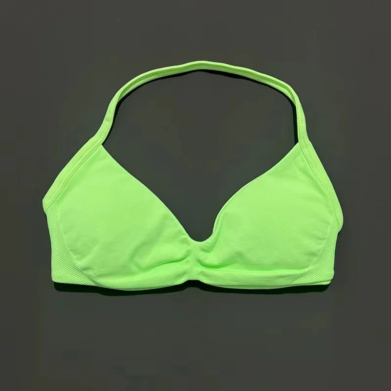 Sports Bra Push Up Strappy Sexy Open Back Gym Crop Top