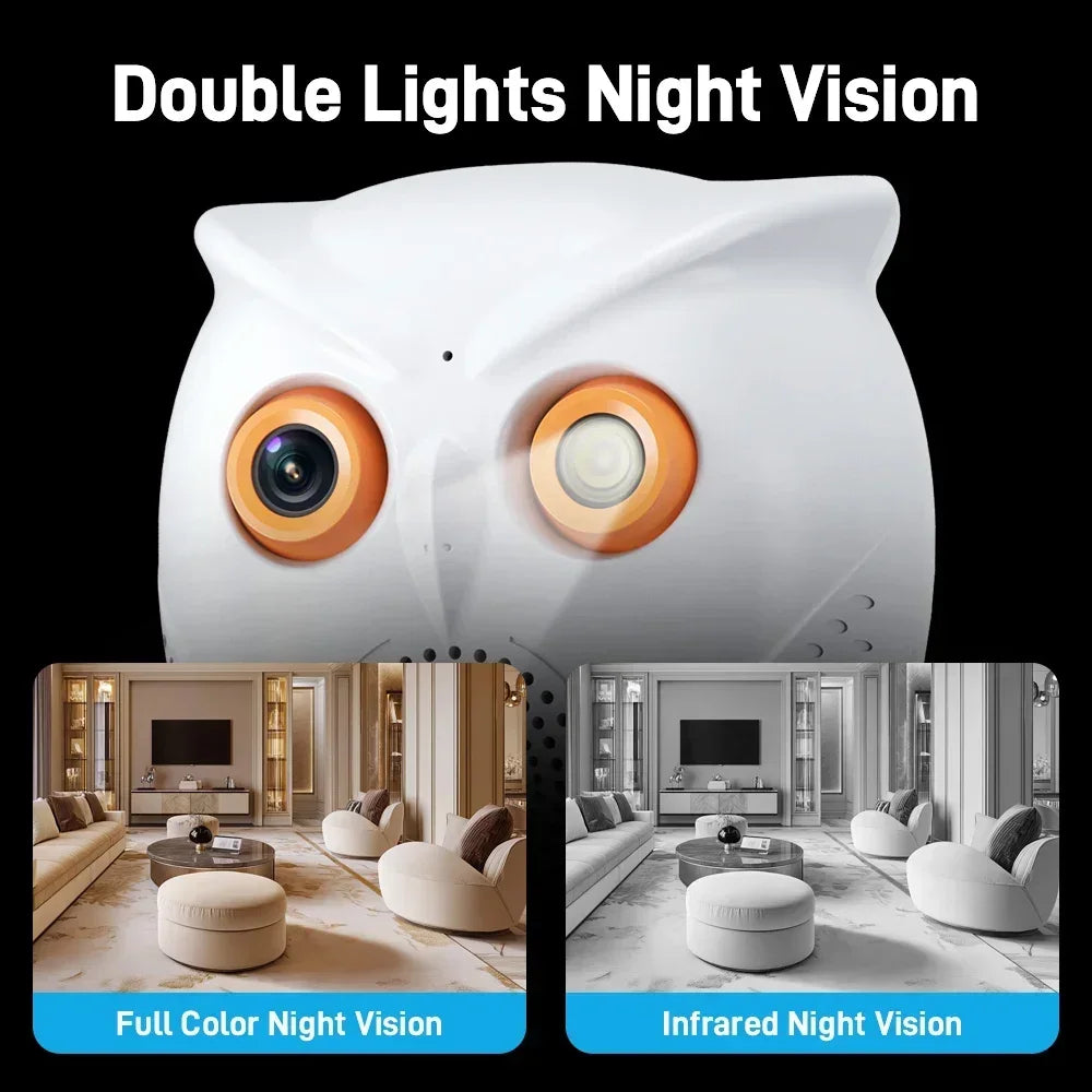 PEGATAH Owl Shape HD 5MP WiFi Camera Indoor Security Protection Cam CCTV Color Night Vision Monitor Two Way Audio Cam ICSEE APP