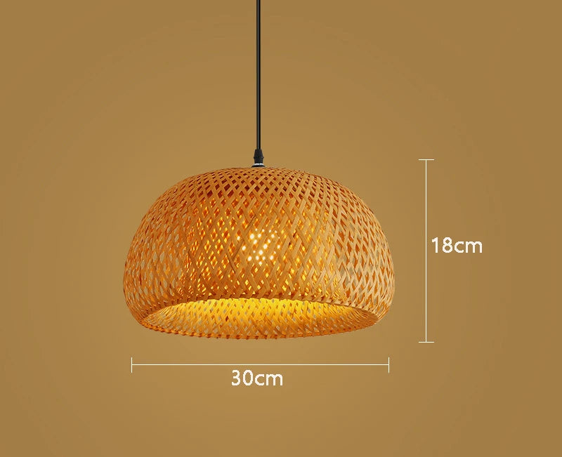 Bamboo Lantern 30cm Pendant Lamp Natural Rattan Wicker E27 LED Chandeliers