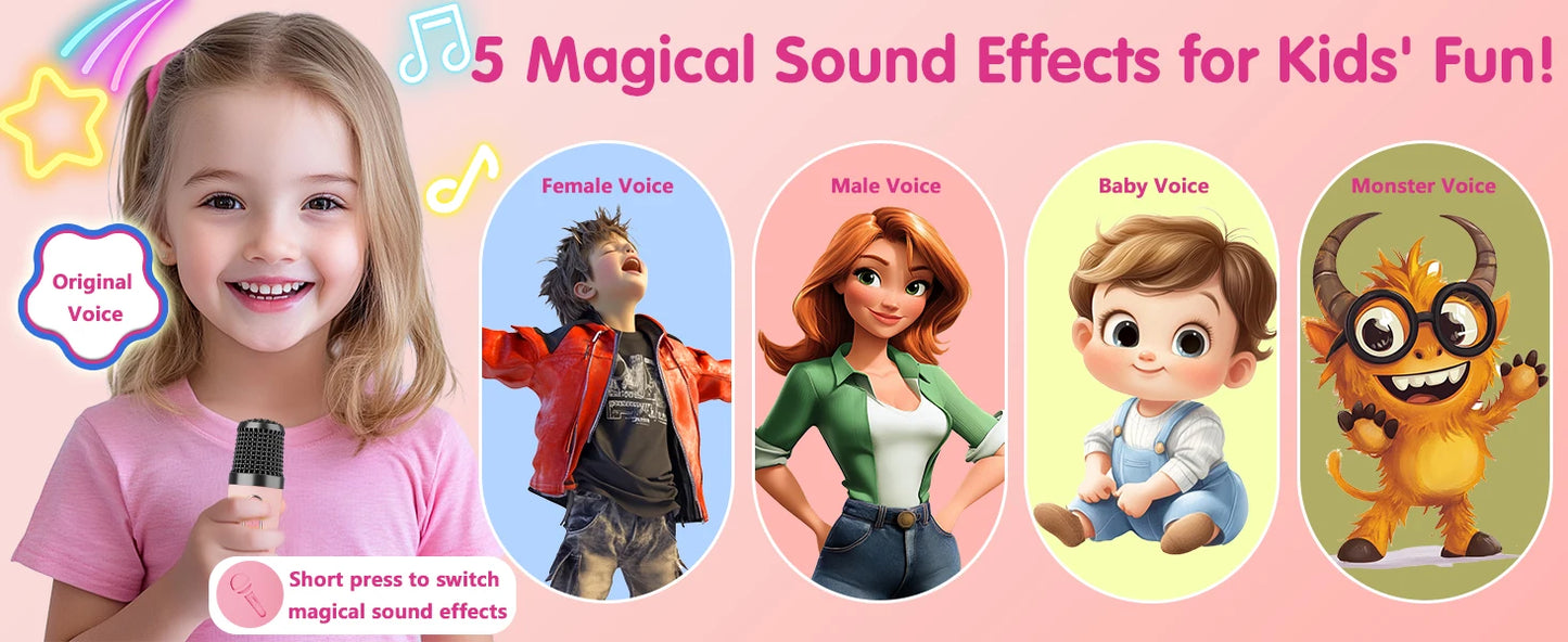 Mini Karaoke Machine Portable Bluetooth 5.3 PA Speaker with 2 Wireless Microphones for Home Family Singing Gift K12