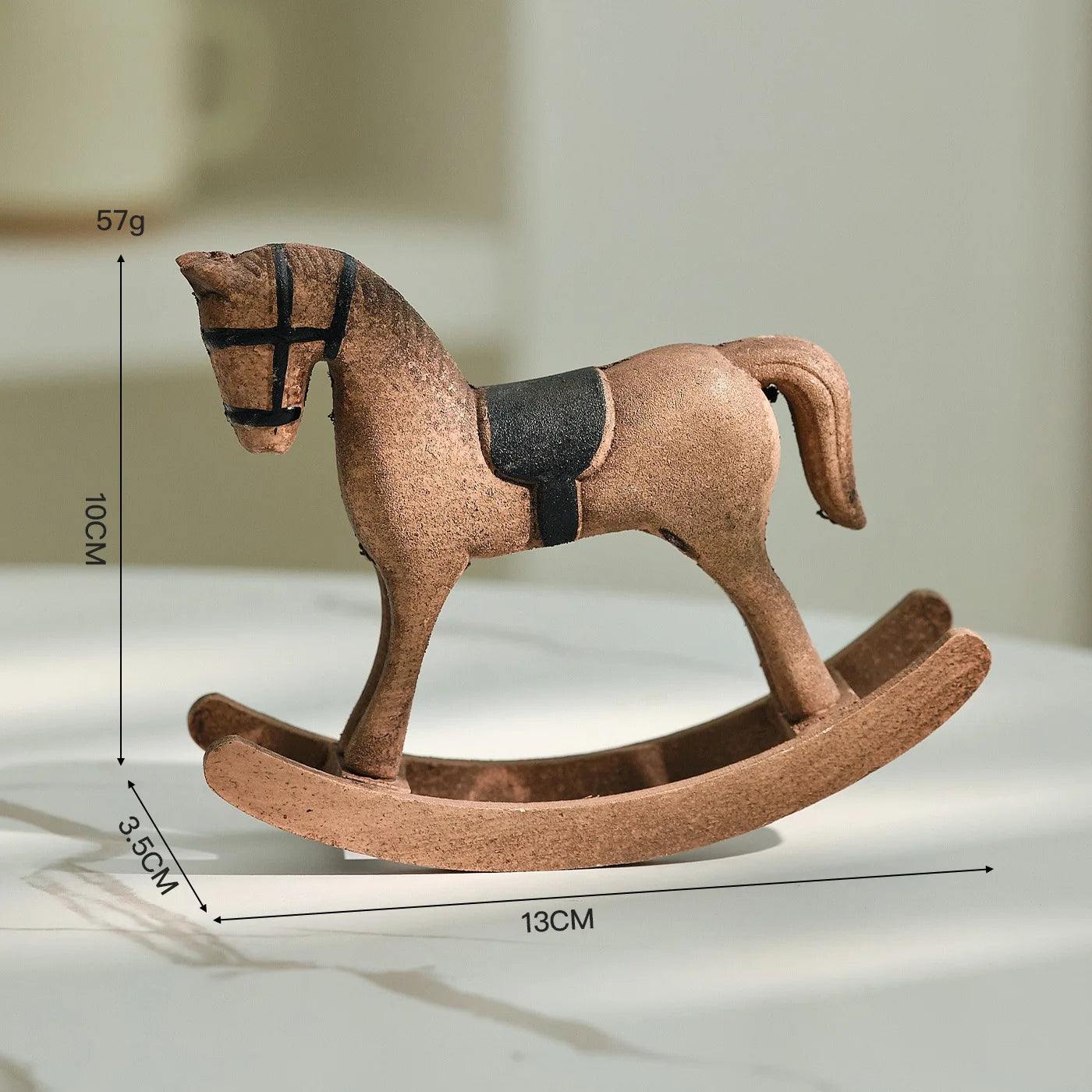 Nordic Retro Wooden Rocking Horse Ornament Desk Decor Balance Art Adornment Creative Hand Carved Animal Figurines Xmas Kids Gift