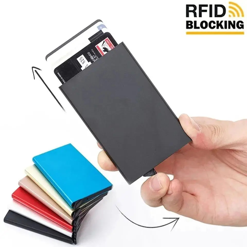 RFID Blocking Wallet Card Holder Metal Thin Slim Pop Up Minimalist Unisex